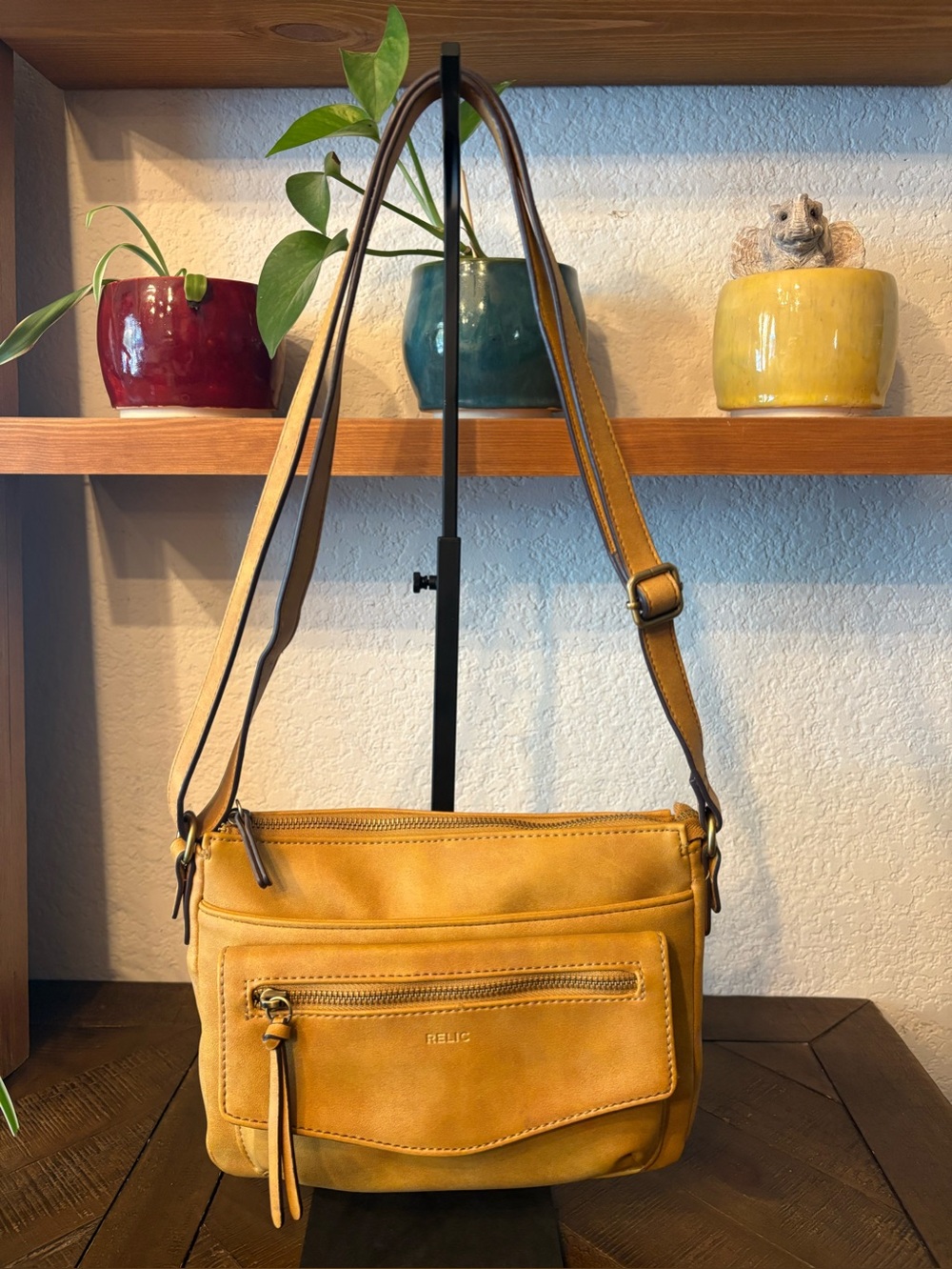 Relic Yellow Mustard Leather Crossbody Bag